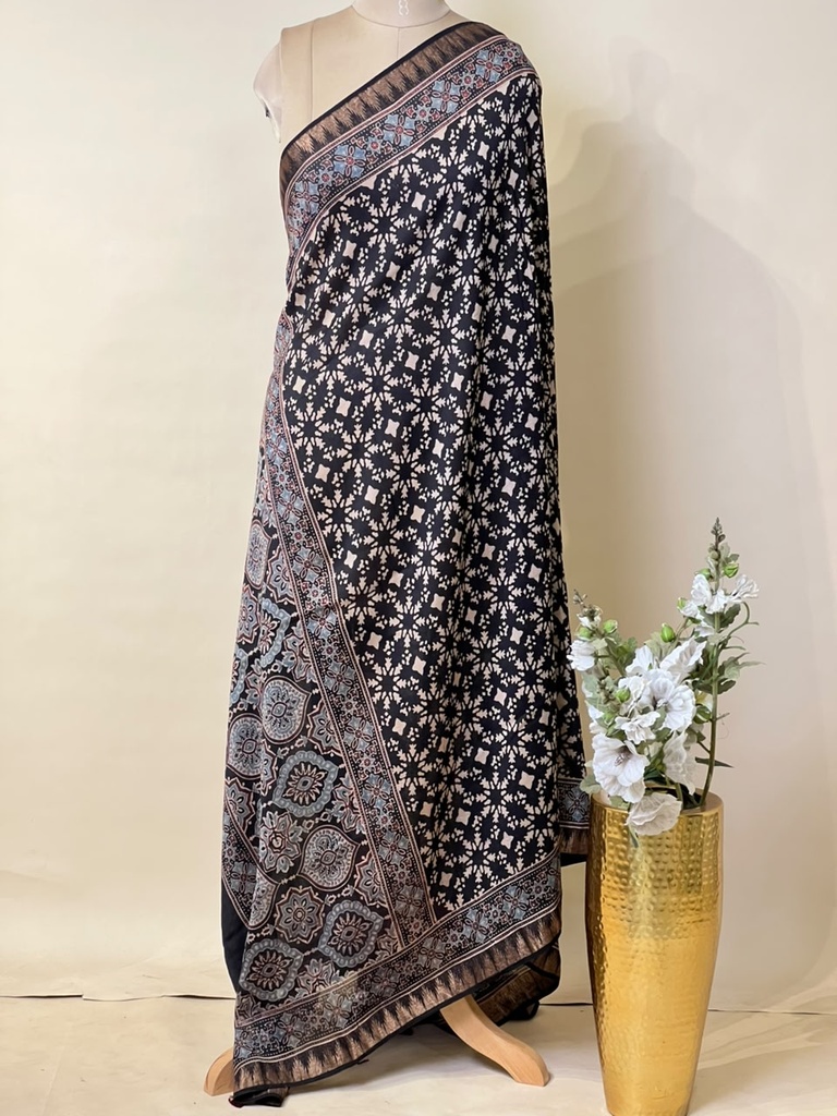 Ajrakh Chanderi Silk Dupatta 5017 