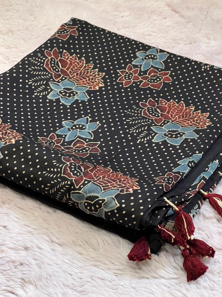 Ajrakh Chanderi Silk Dupatta 5017 