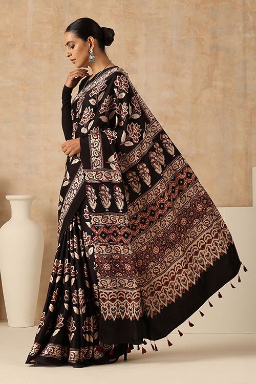 Premium Ajrakh Modal Silk Sarees 5028