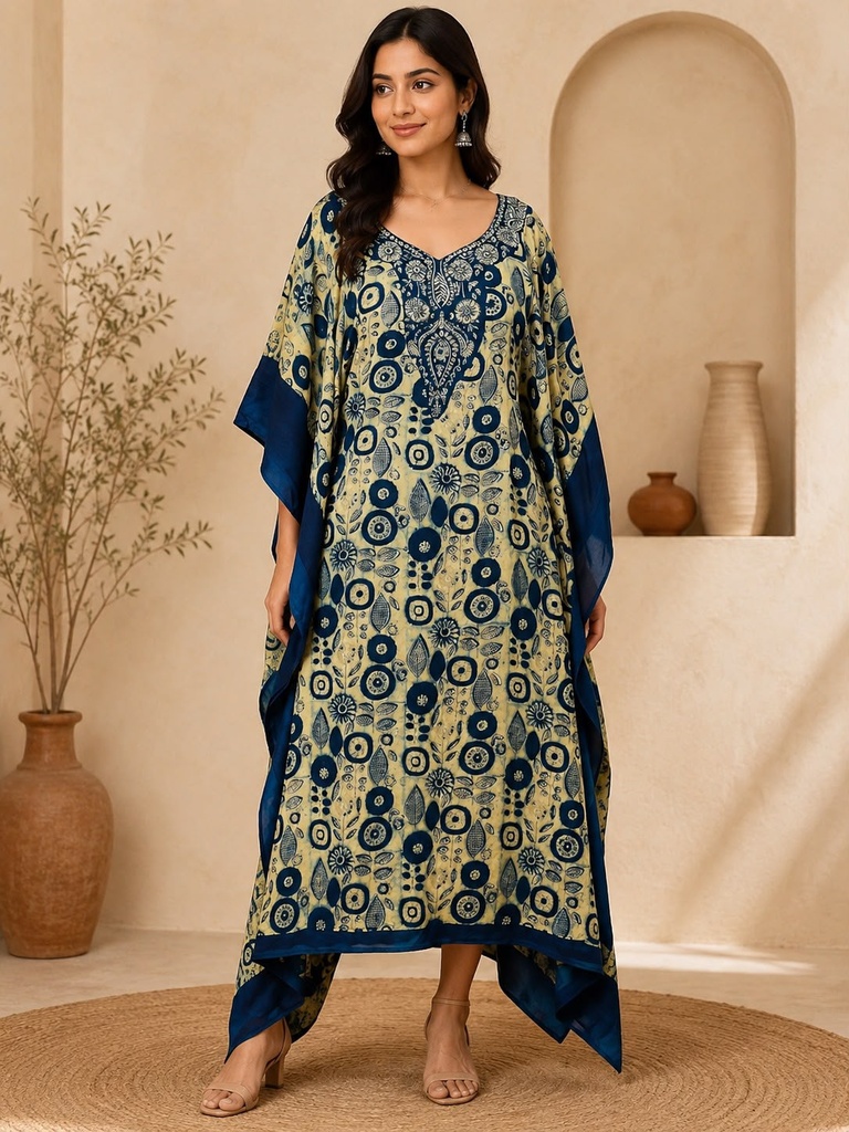Premium Ajrakh Silk Kaftans 4801