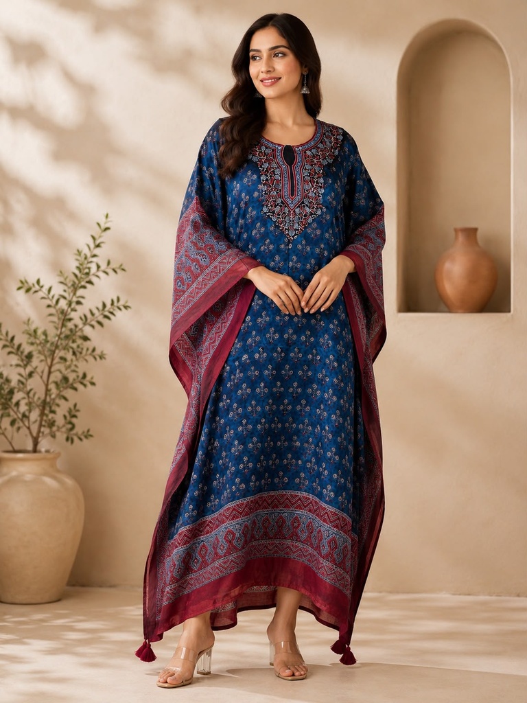 Premium Ajrakh Silk Kaftans 4801