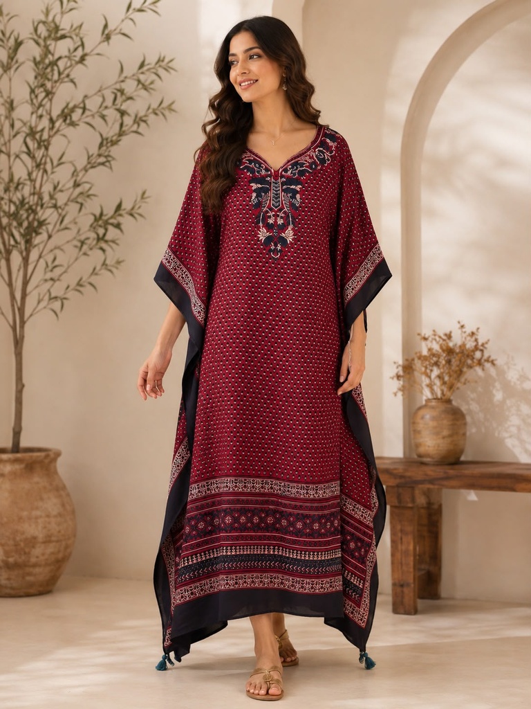 Premium Ajrakh Silk Kaftans 4801