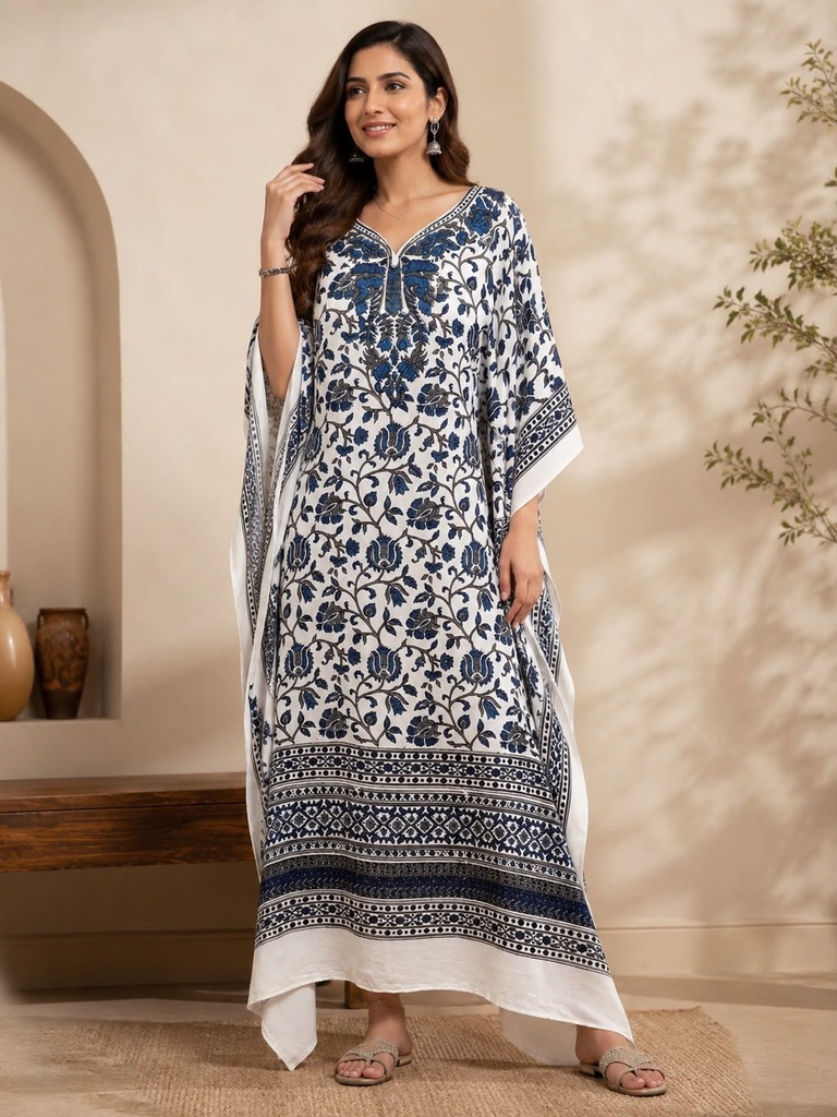 Premium Ajrakh Silk Kaftans 4801
