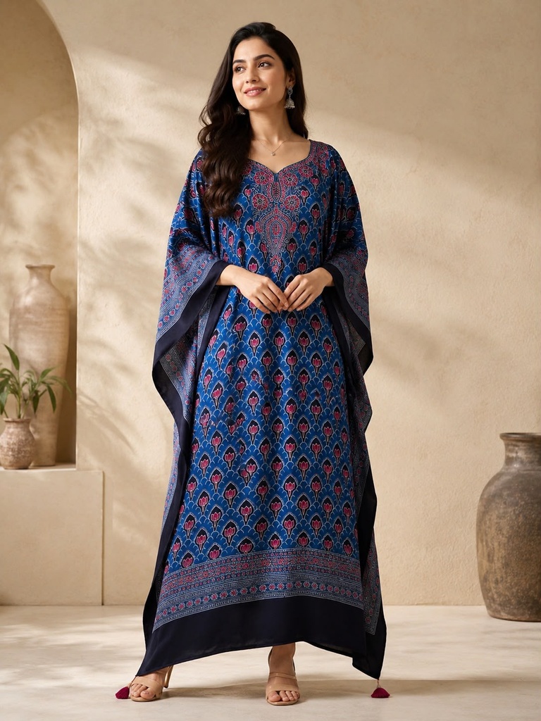 Premium Ajrakh Silk Kaftans 4801