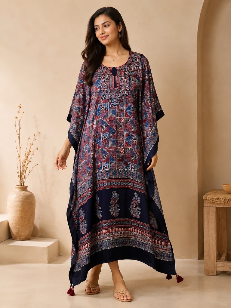 Premium Ajrakh Silk Kaftans 4801
