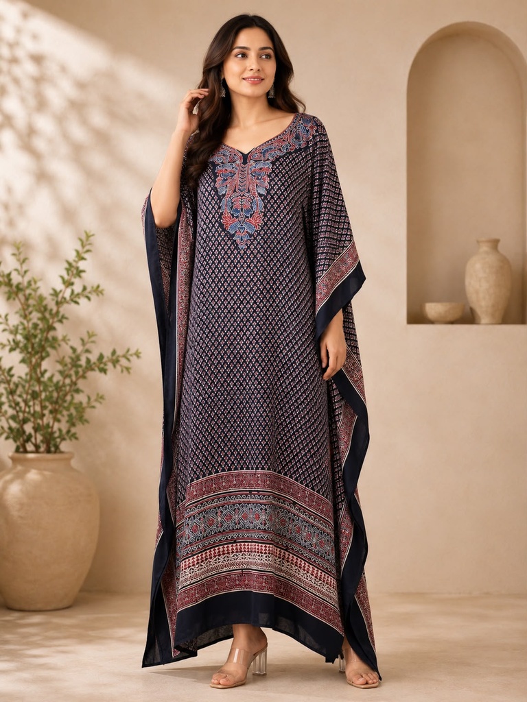 Premium Ajrakh Silk Kaftans 4801