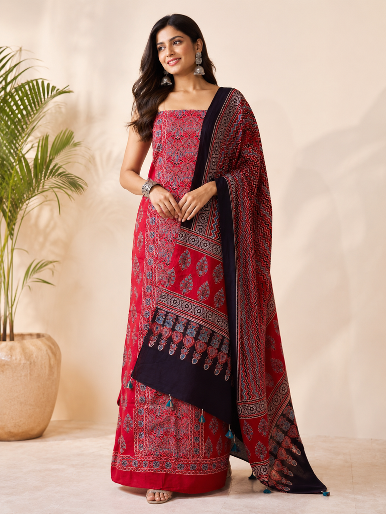 Premium Ajrakh Cotton Suit 5025