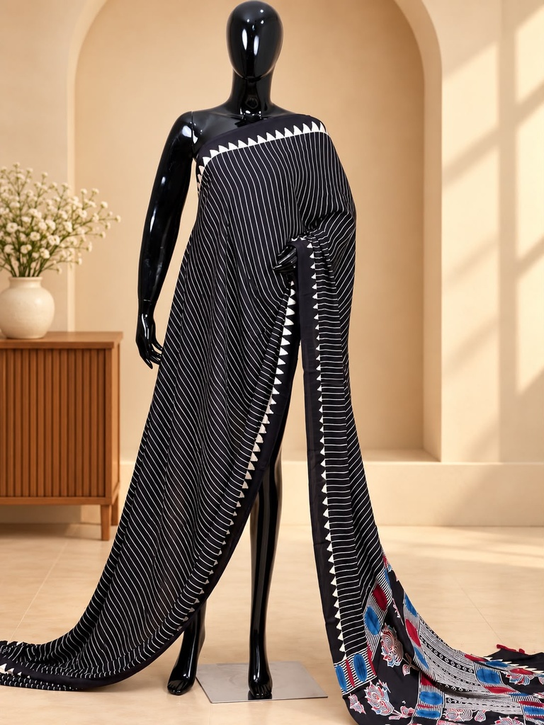 Ajrakh Modal Silk Sarees 4243