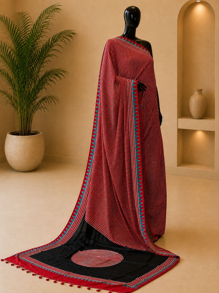 Ajrakh Modal Silk Sarees 4243