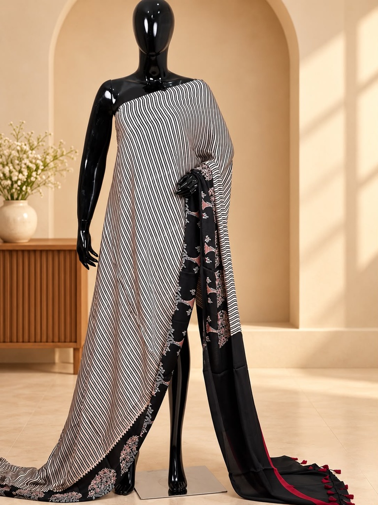 Ajrakh Modal Silk Sarees 4243