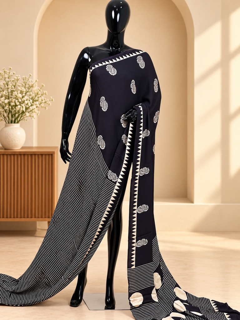 Ajrakh Modal Silk Sarees 4243