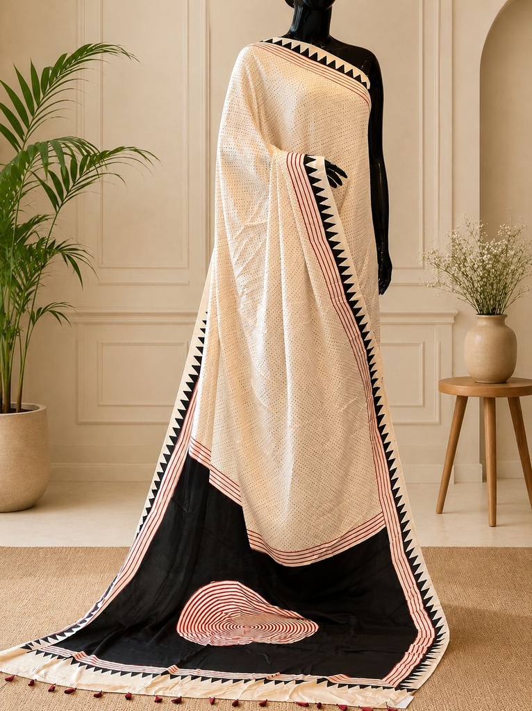 Ajrakh Modal Silk Sarees 4243