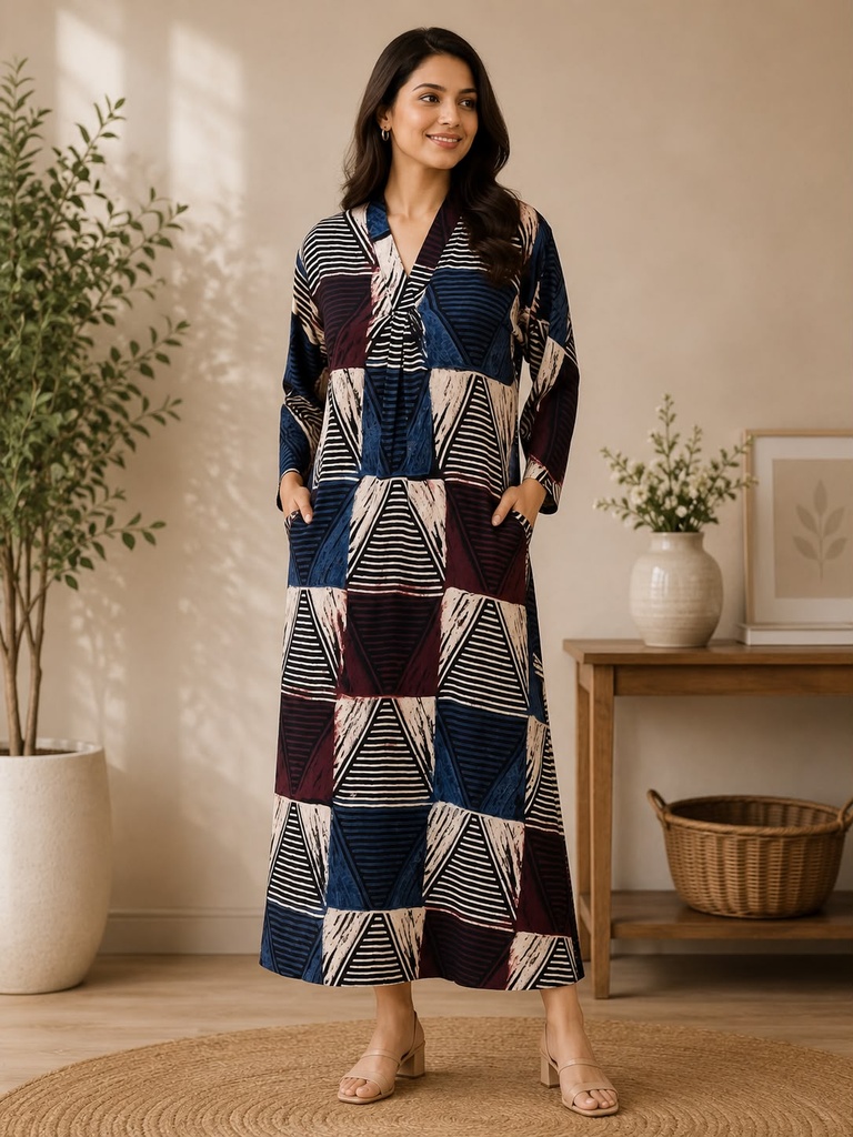 Ajrakh Modal Silk Aline Kurti 5053