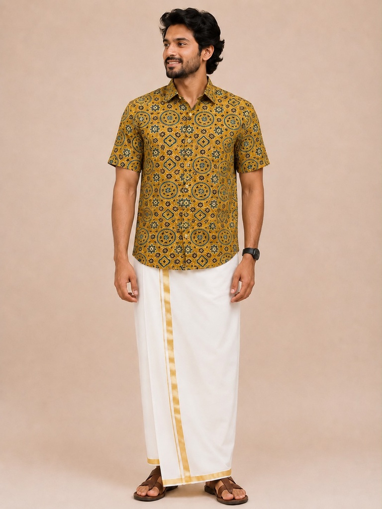 Ajrakh Cotton Mens Shirt 5049