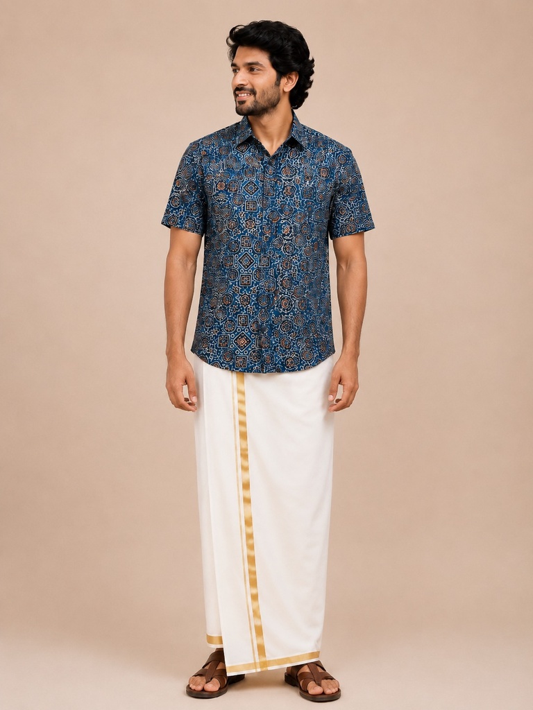Ajrakh Cotton Mens Shirt 5049