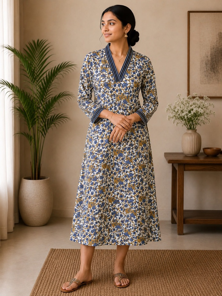 Ajrakh Rayon Kurti 5029