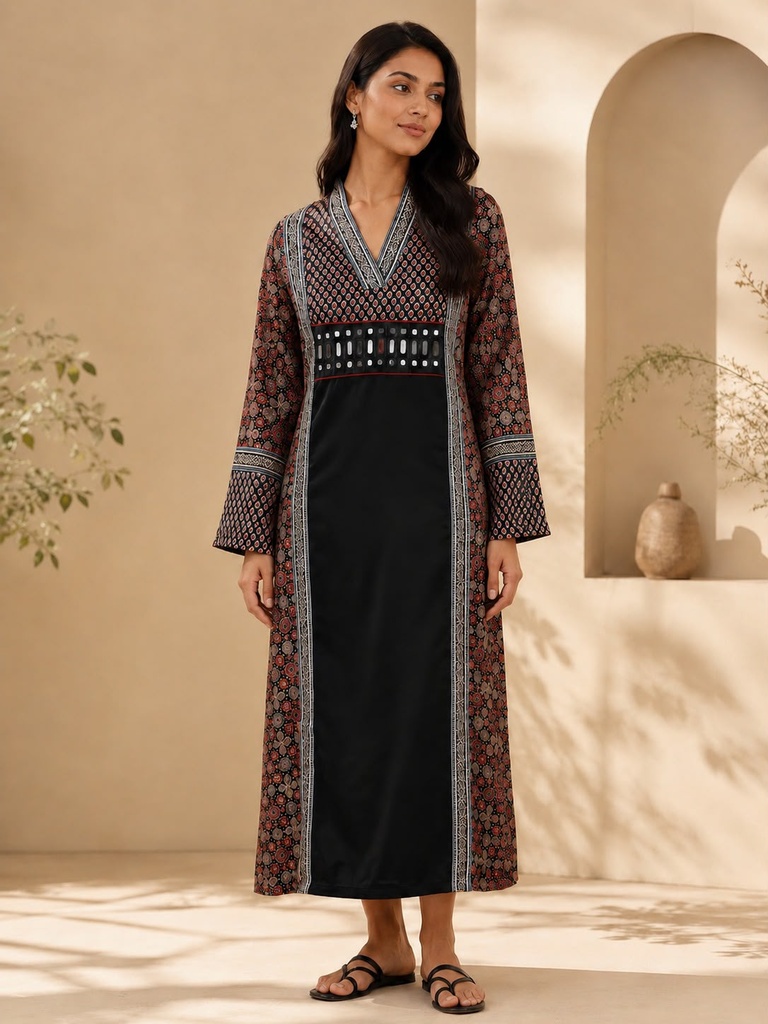 Ajrakh Mashru Silk Kurti 5053