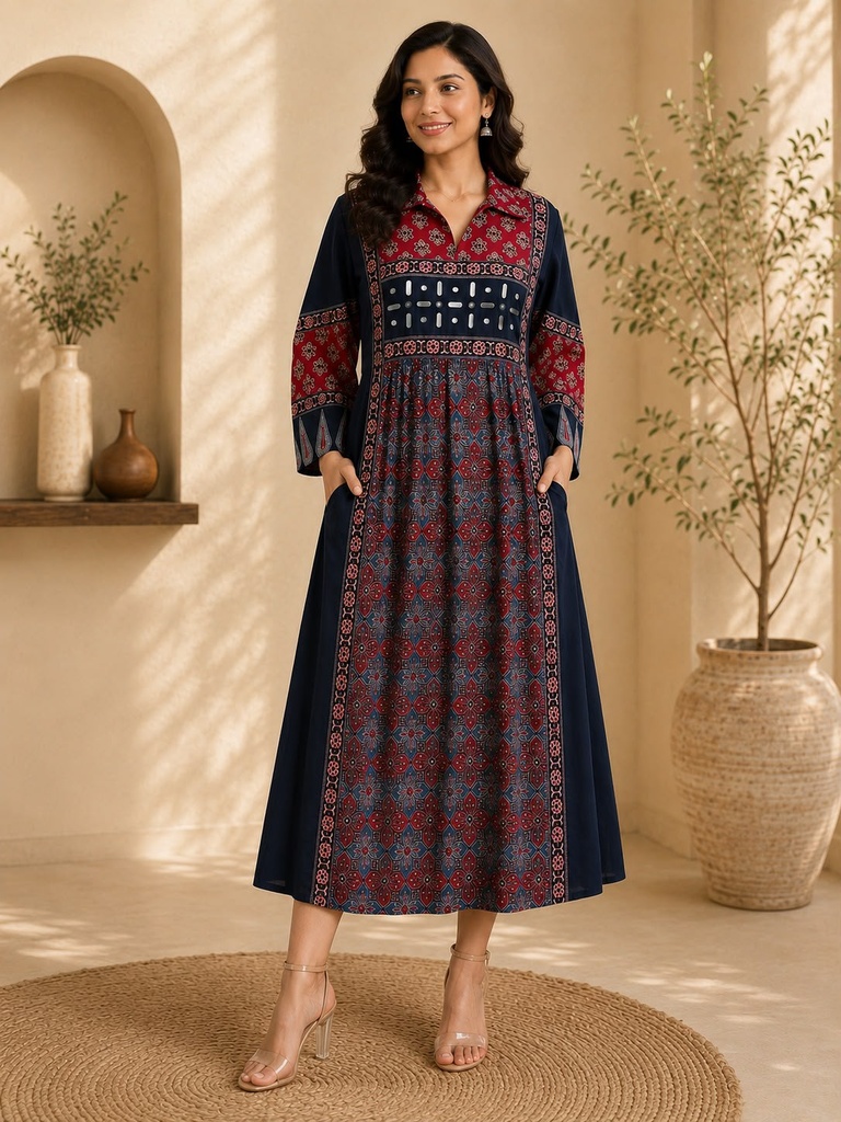 Ajrakh Cotton Kurti 5029