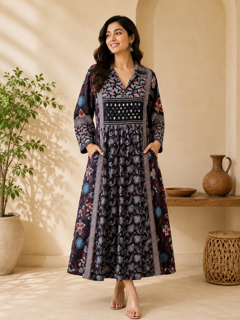 Ajrakh Cotton Kurti 5029