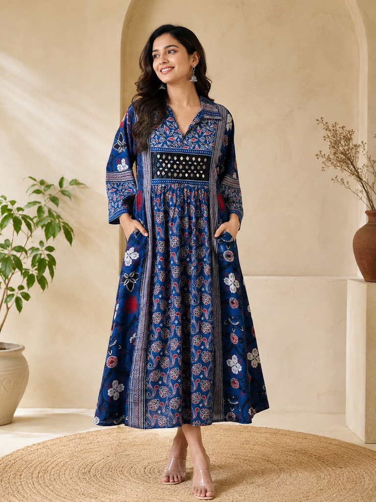 Ajrakh Cotton Kurti 5029
