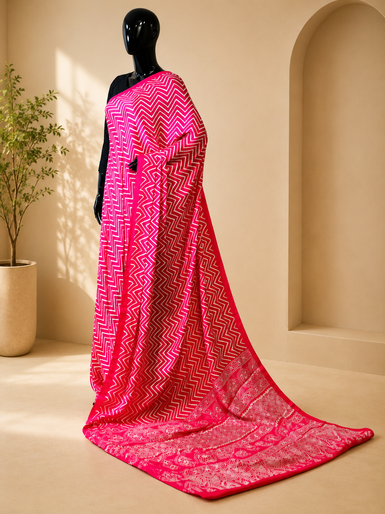 Ajrakh Semi Modal Silk Sarees 5018