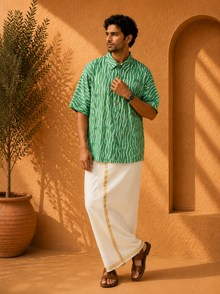 Batik Printed Modal Mens Shirt 5049
