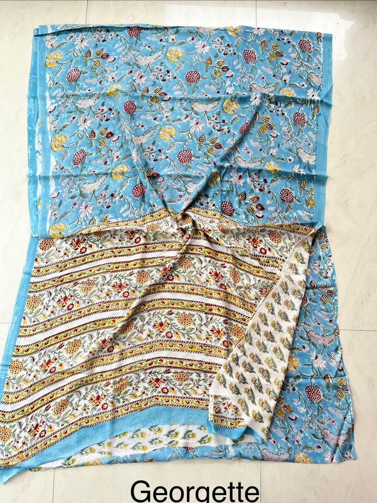 Block Printed Georgette Sarees 5014