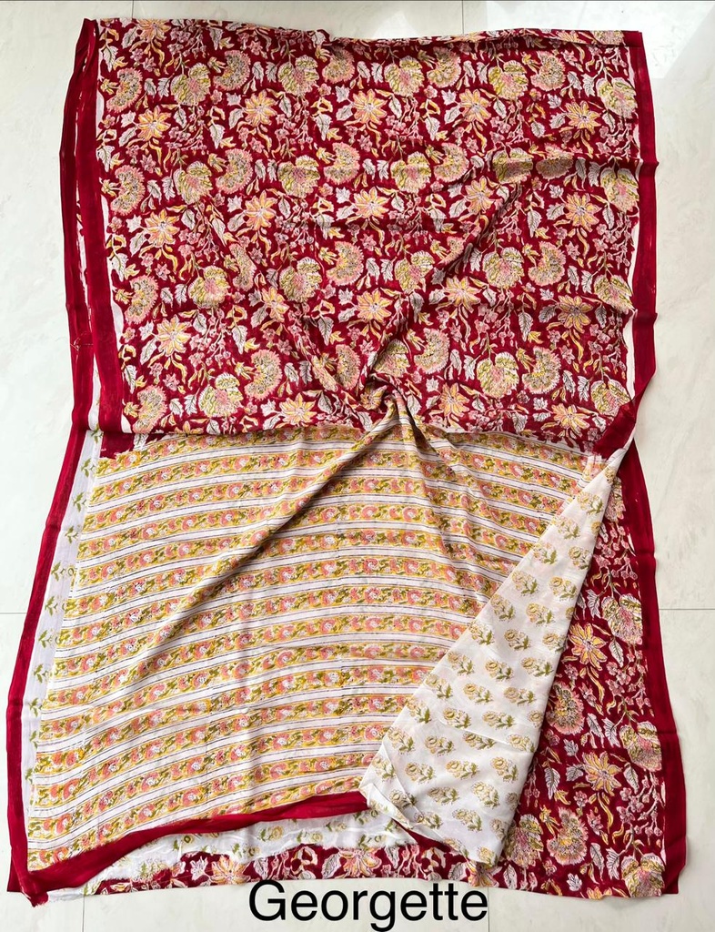 Block Printed Georgette Sarees 5014