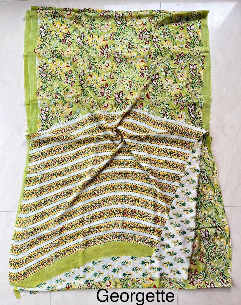 Block Printed Georgette Sarees 5014