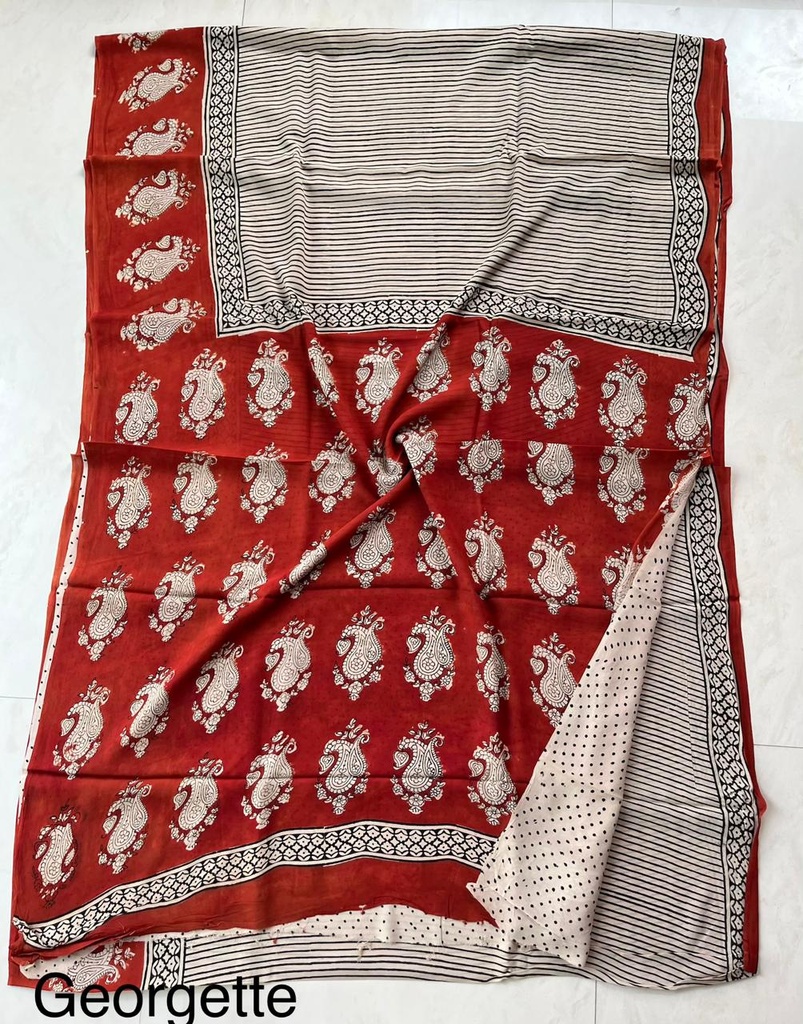 Block Printed Georgette Sarees 5014
