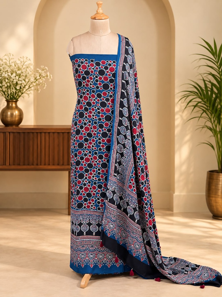  Ajrakh Modal Top and Dupatta Sets 5012