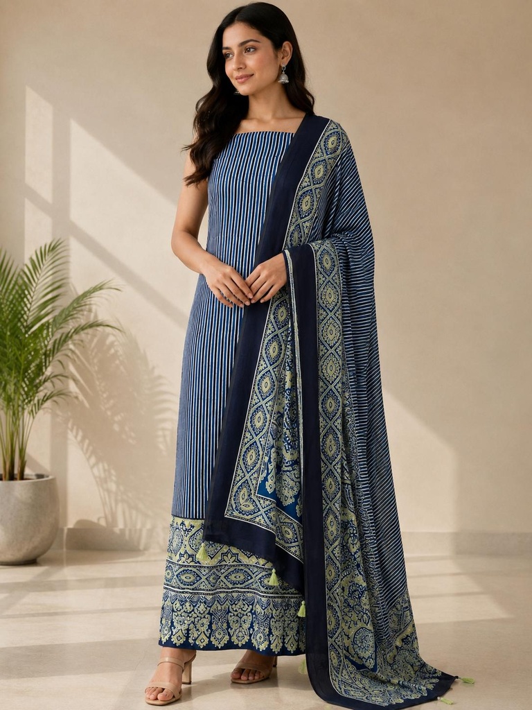  Ajrakh Modal Top and Dupatta Sets 5012