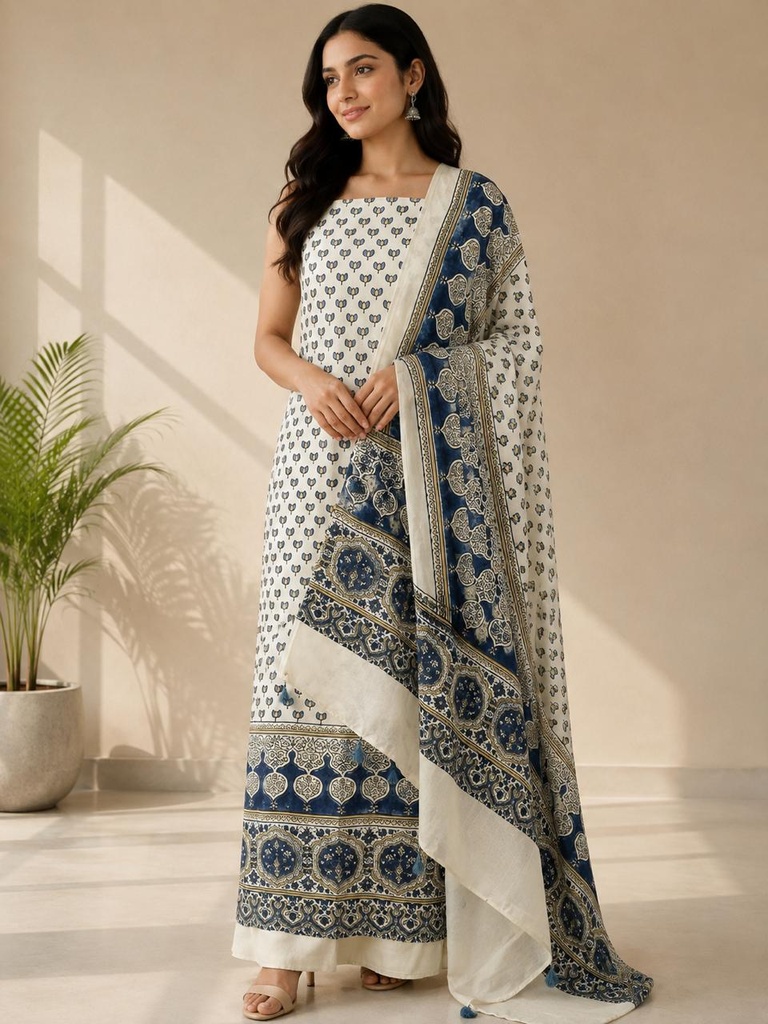  Ajrakh Modal Top and Dupatta Sets 5012