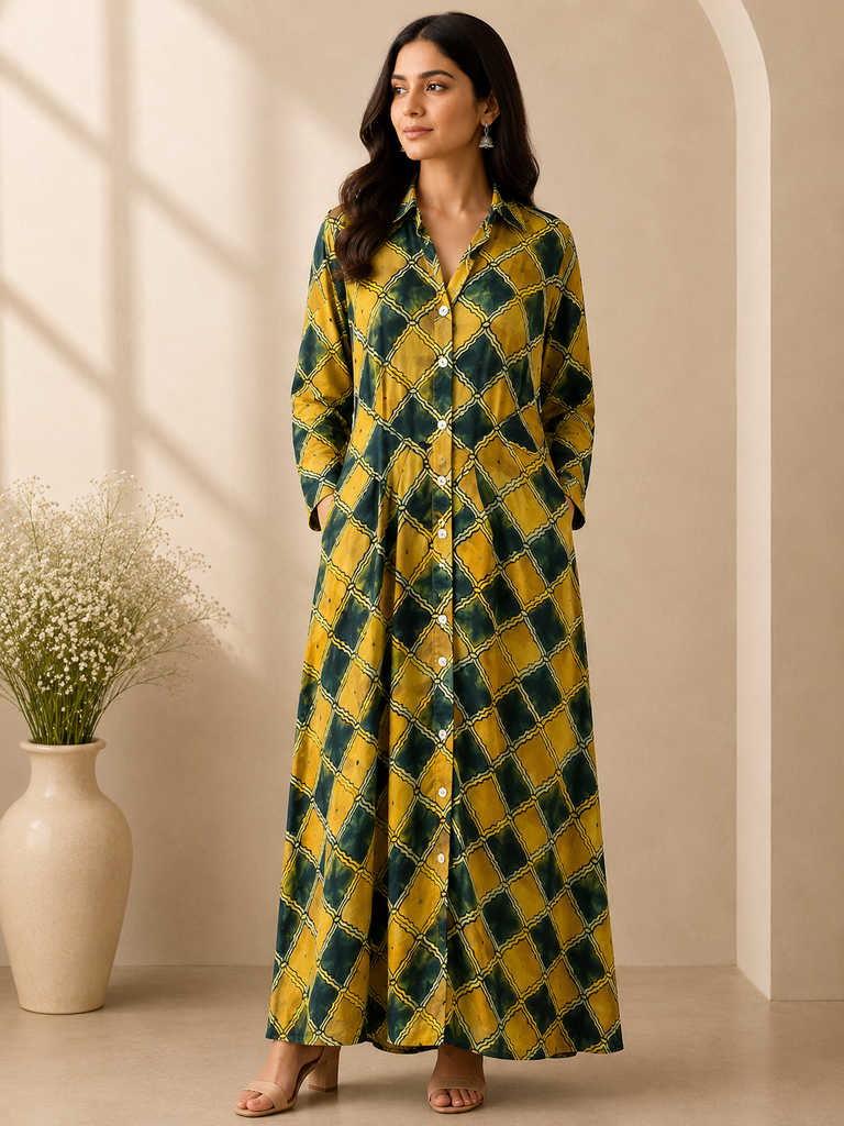 Ajrakh Modal Kaftan Style Dress 4803
