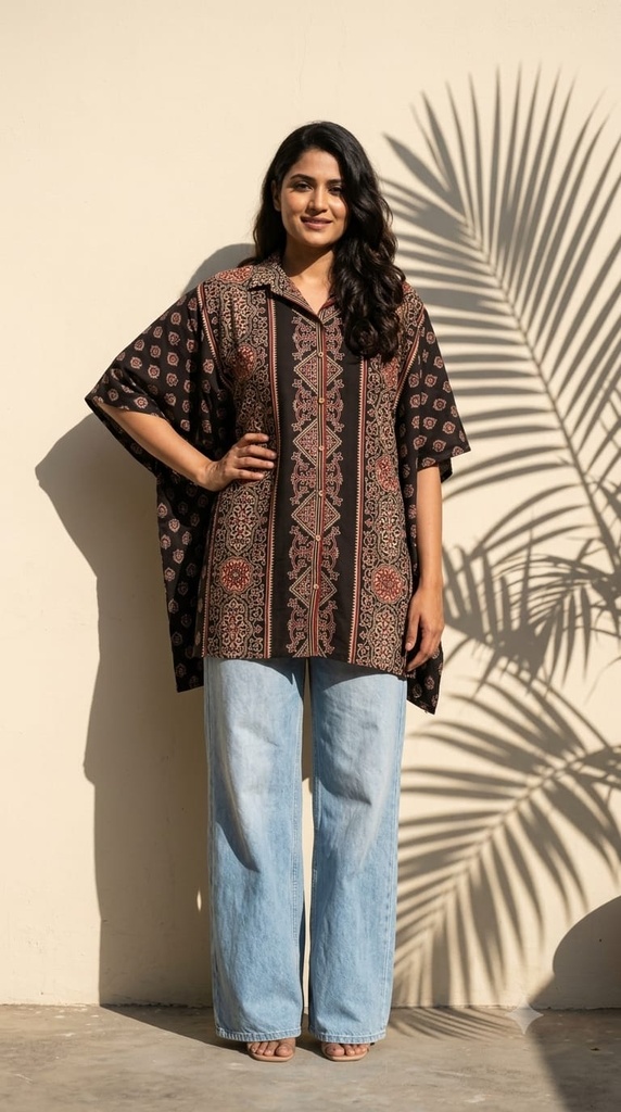 Ajrakh Cotton Kaftan Style Shirts 4802