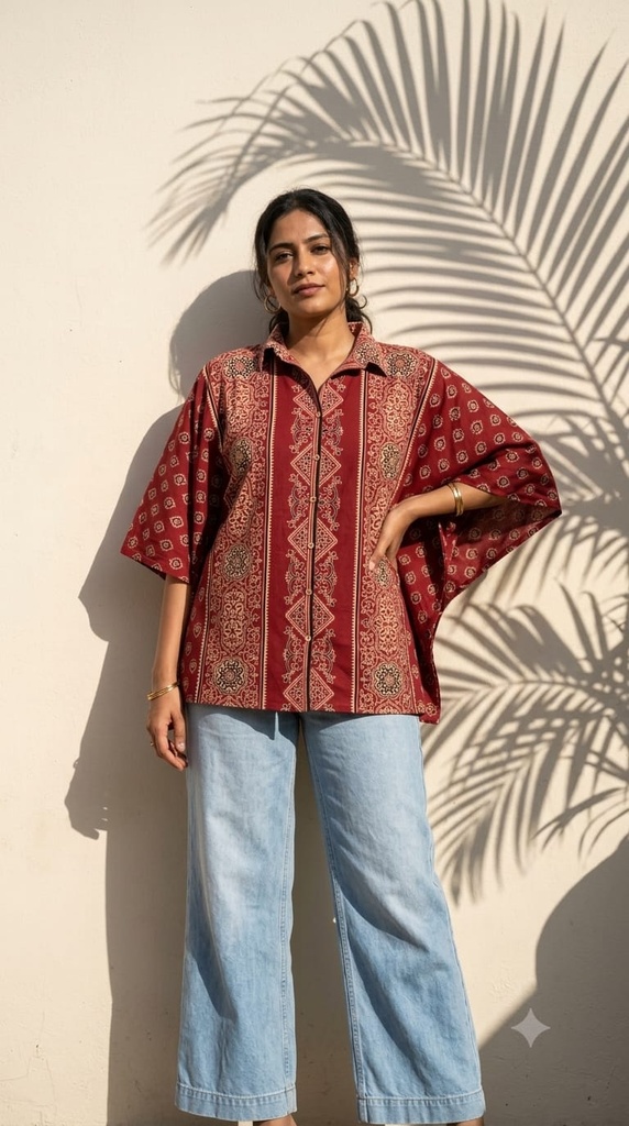 Ajrakh Cotton Kaftan Style Shirts 4802
