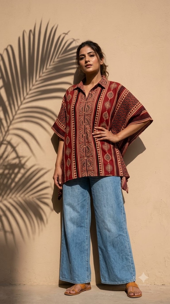 Ajrakh Cotton Kaftan Style Shirts 4802
