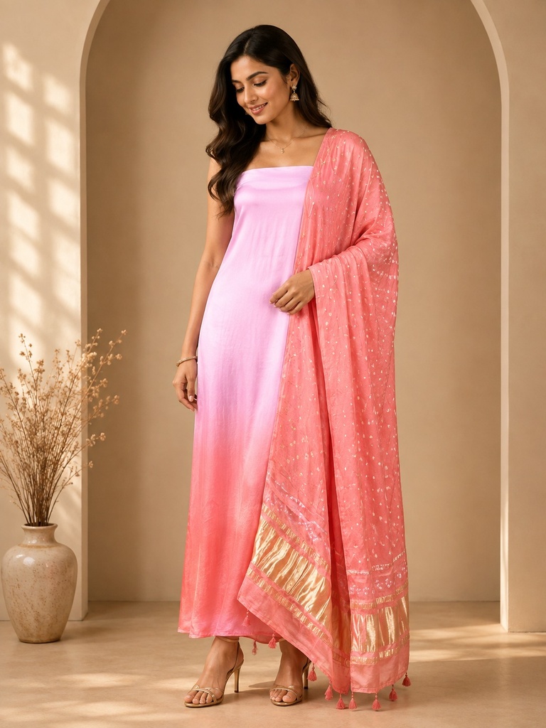 Plain Modal Suits with Bandhani Dupatta 5013