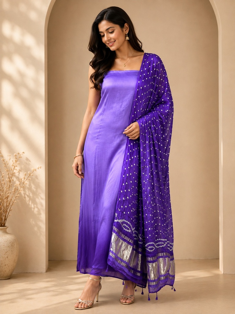 Plain Modal Suits with Bandhani Dupatta 5013