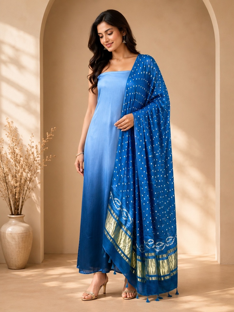 Plain Modal Suits with Bandhani Dupatta 5013