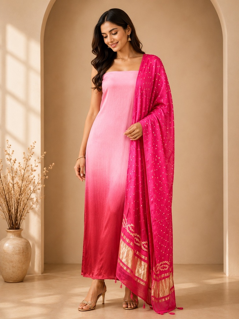Plain Modal Suits with Bandhani Dupatta 5013