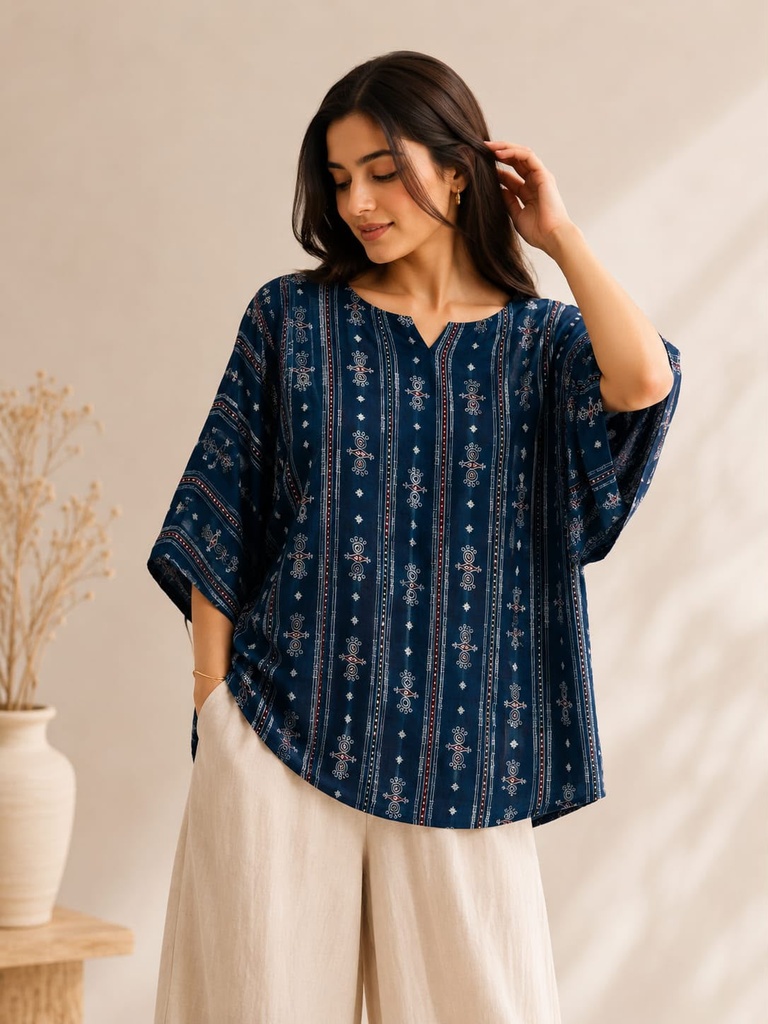Ajrakh Modal Oversize Kurti 5015