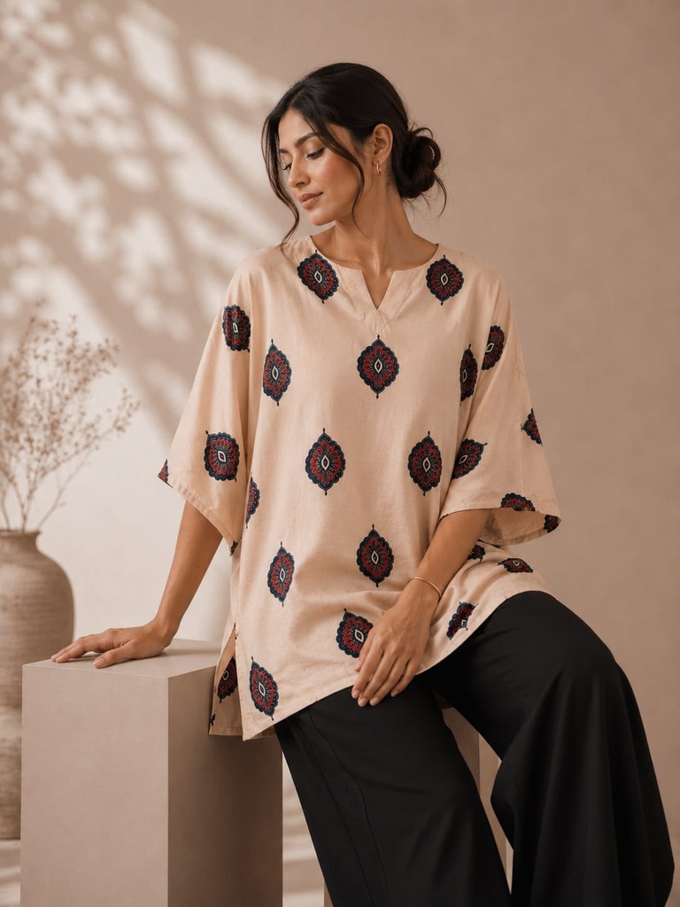 Ajrakh Modal Oversize Kurti 5015