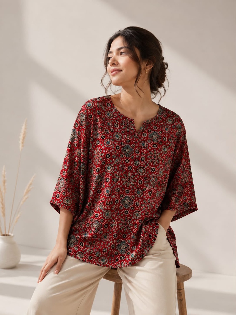 Ajrakh Modal Oversize Kurti 5015