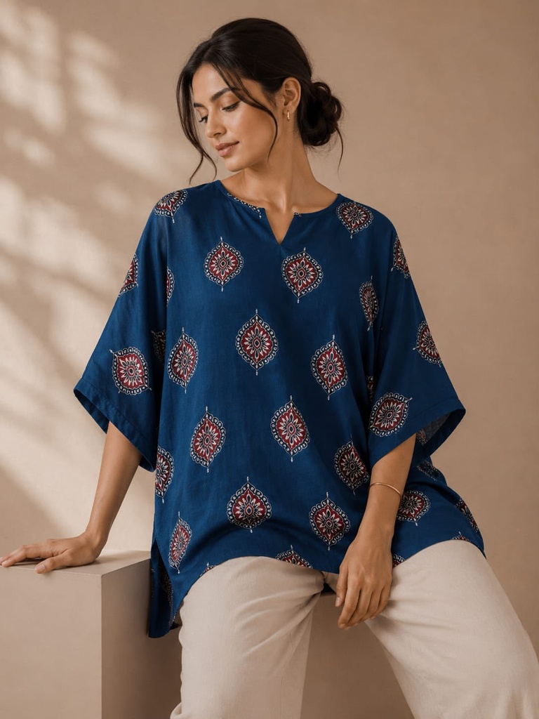 Ajrakh Modal Oversize Kurti 5015