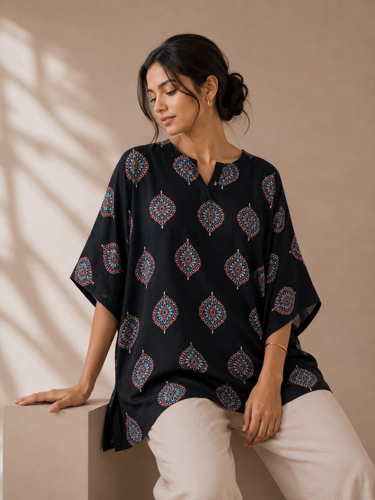 Ajrakh Modal Oversize Kurti 5015