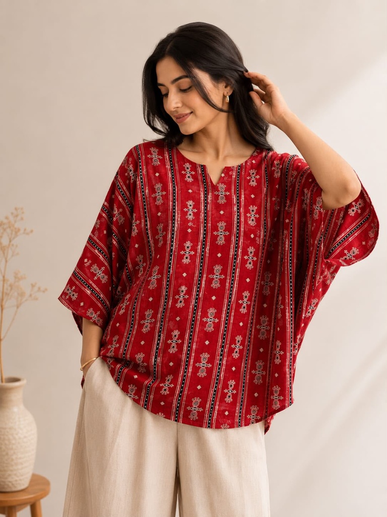 Ajrakh Modal Oversize Kurti 5015
