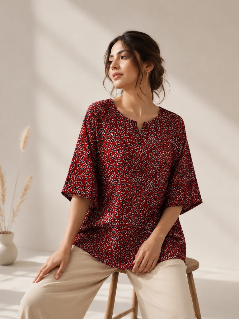 Ajrakh Modal Oversize Kurti 5015