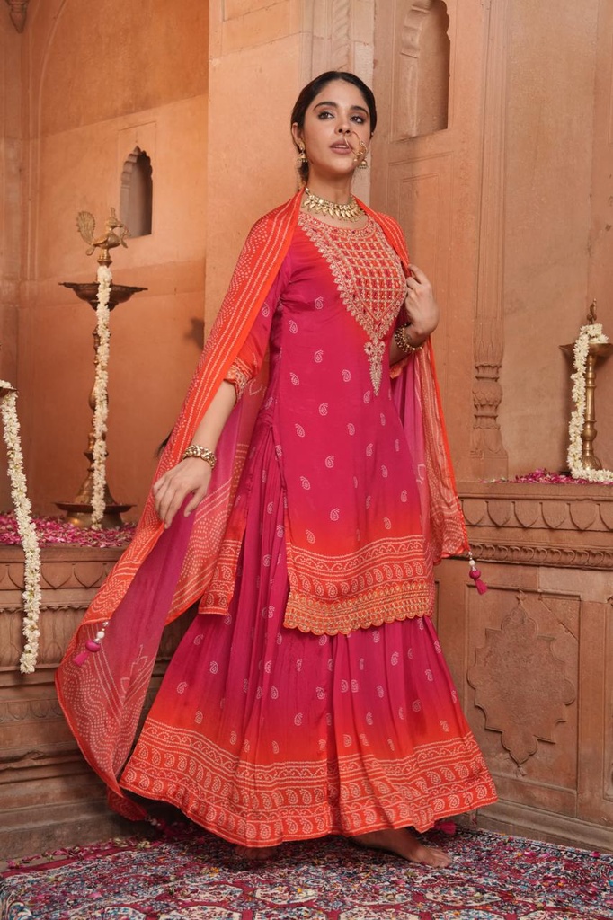 Premium Chinon Embroidered kurti sets 5049