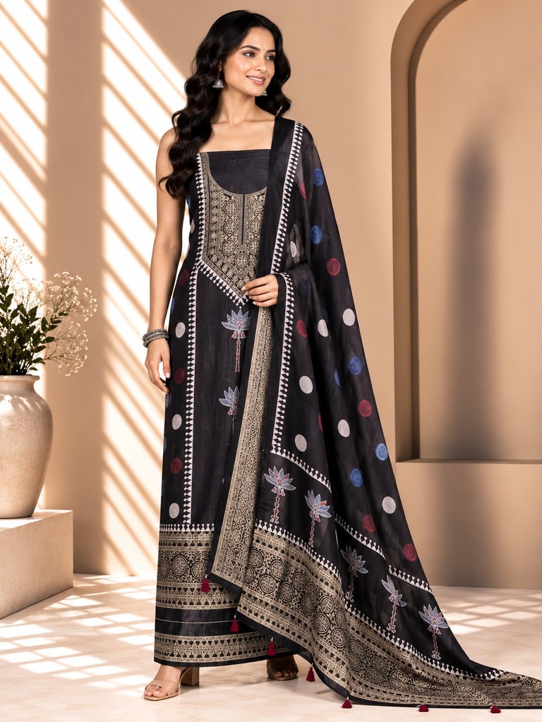 Ajrakh Dola Silk Suit Sets 5048